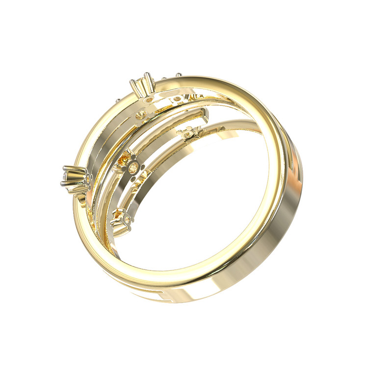 Кольцо из лимонного золота c бриллиантами