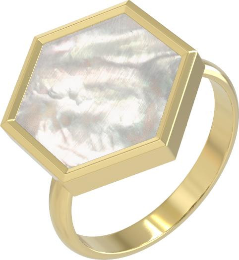 Кольцо из лимонного золота c перламутром