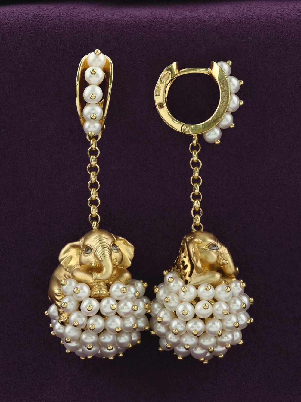 Серьги из лимонного золота c эмалью и жемчугом