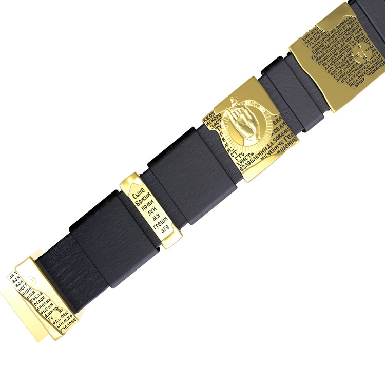 Браслет из лимонного золота c кожаным шнурком