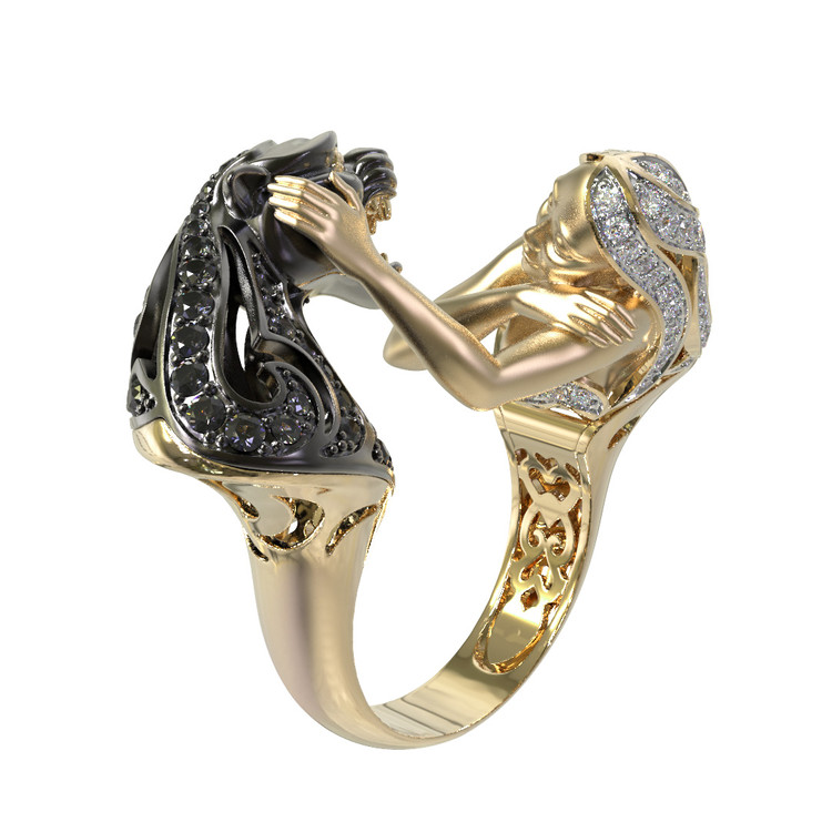 Кольцо из лимонного золота c фианитом