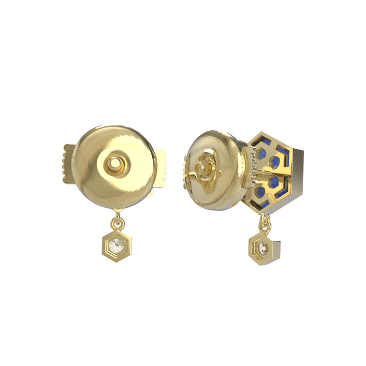 Серьги из лимонного золота c бриллиантами и лазуритом