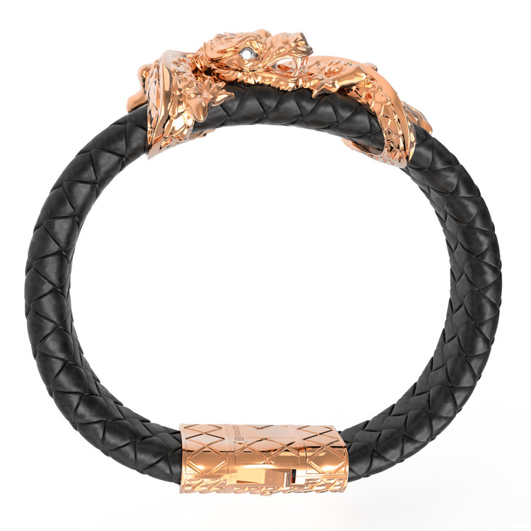 Браслет из золота c бриллиантами и кожаным шнурком