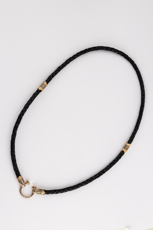 Гайтан из золота c кожаным шнурком