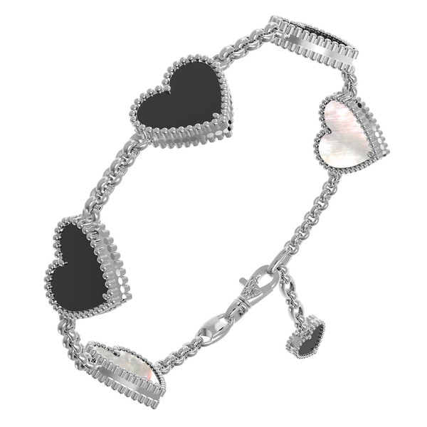 Браслет из белого золота c ониксом и перламутром