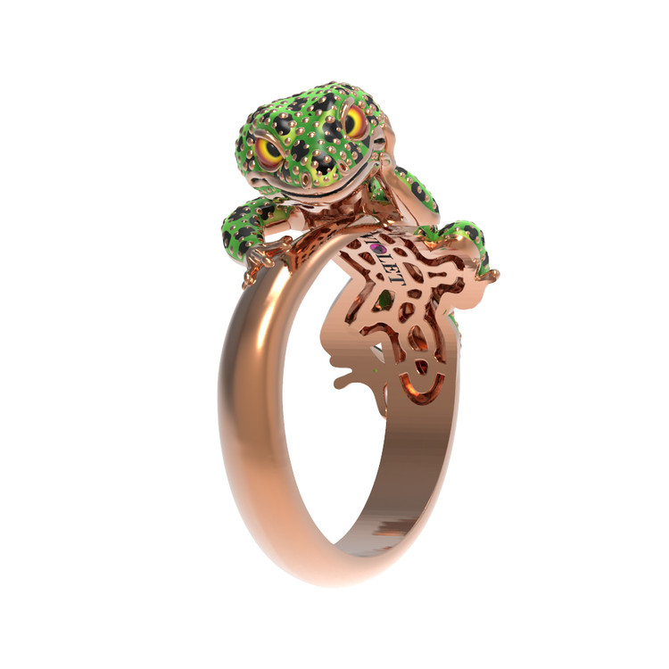 Кольцо из золота c эмалью и рубином