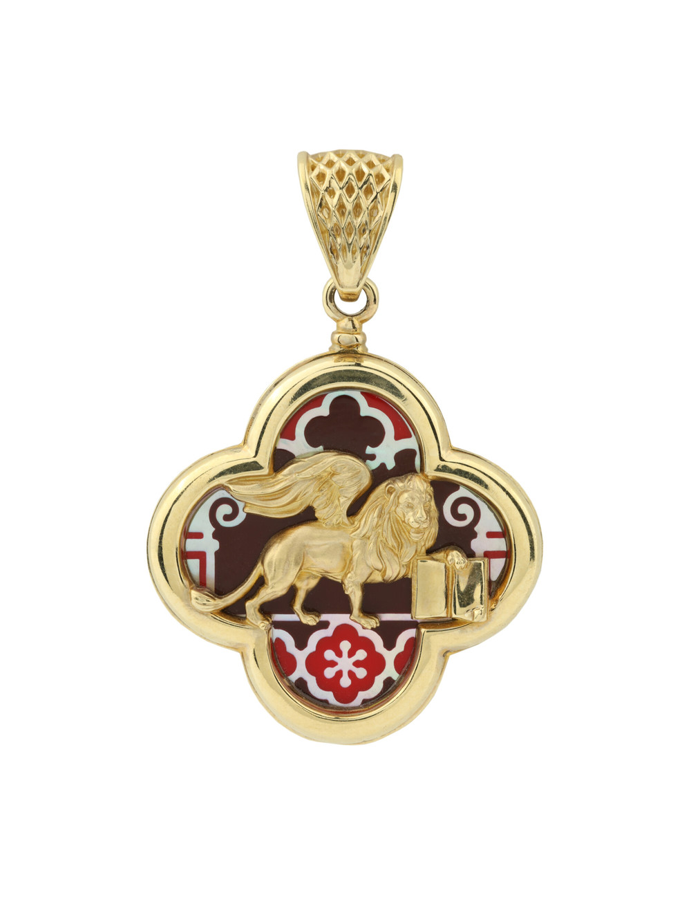 Подвеска из лимонного золота c эмалью и перламутром