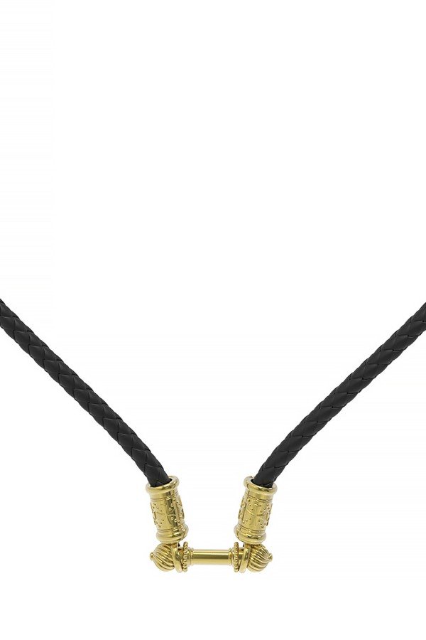 Гайтан из лимонного золота c кожаным шнурком