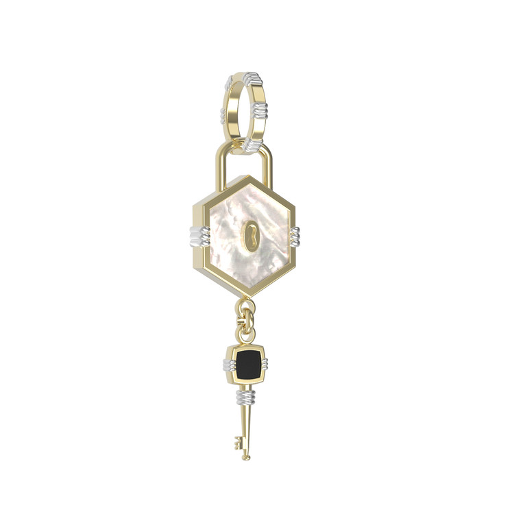 Подвеска из лимонного золота c ониксом и перламутром