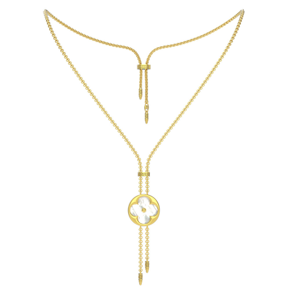 Колье из лимонного золота c малахитом и перламутром