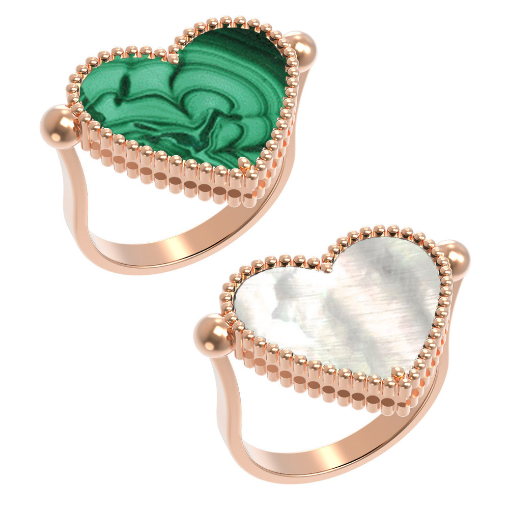 Кольцо из золота c малахитом и перламутром