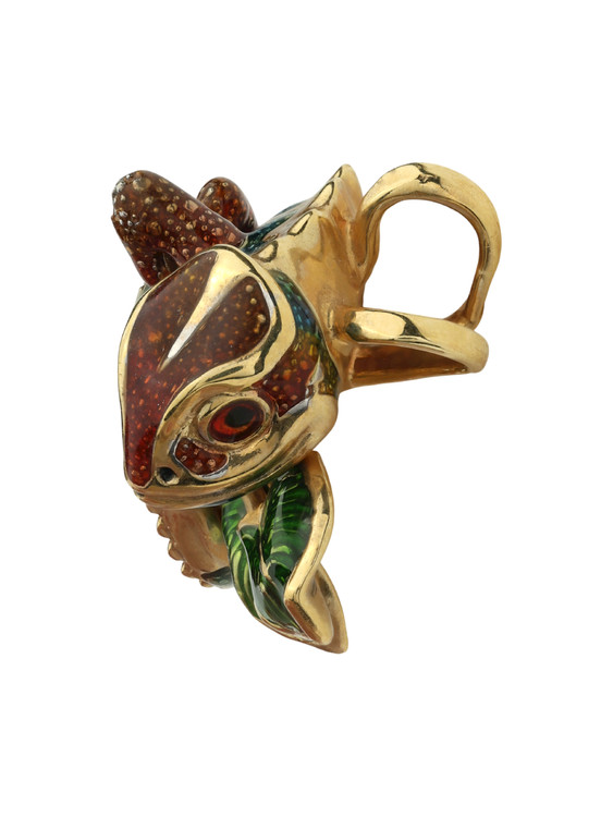 Подвеска из лимонного золота c эмалью и гранатом