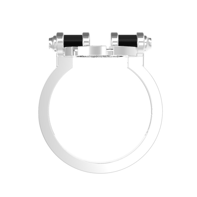 Кольцо из белого золота c бриллиантами и ониксом