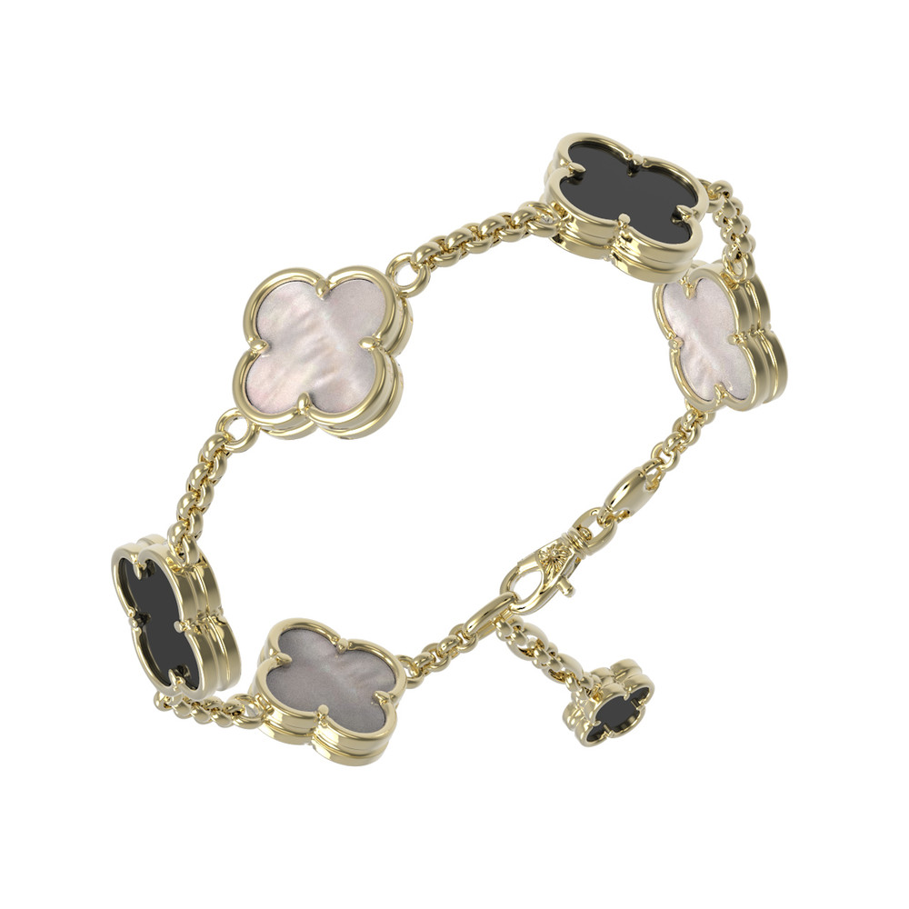Браслет из лимонного золота c ониксом и перламутром