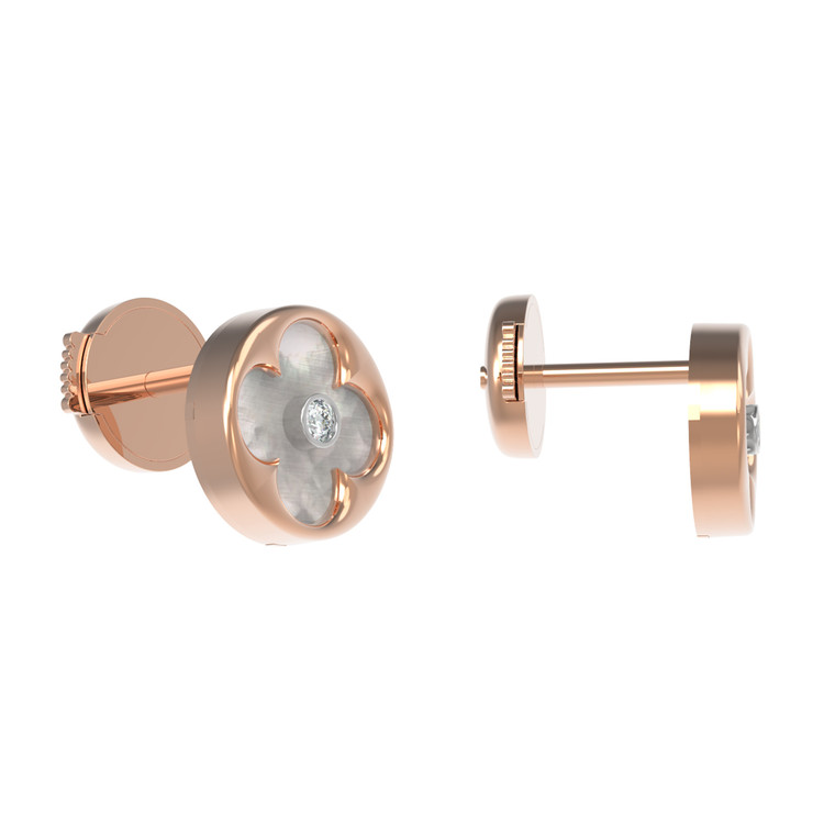 Серьги из золота c бриллиантами и перламутром