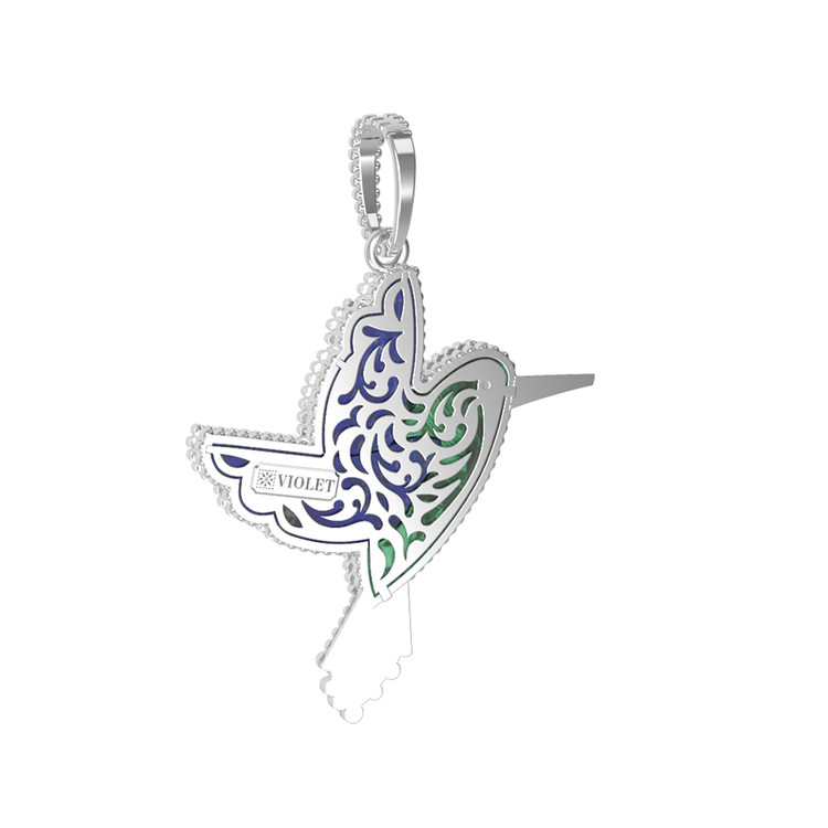 Подвеска из белого золота c эмалью, лазуритом и малахитом