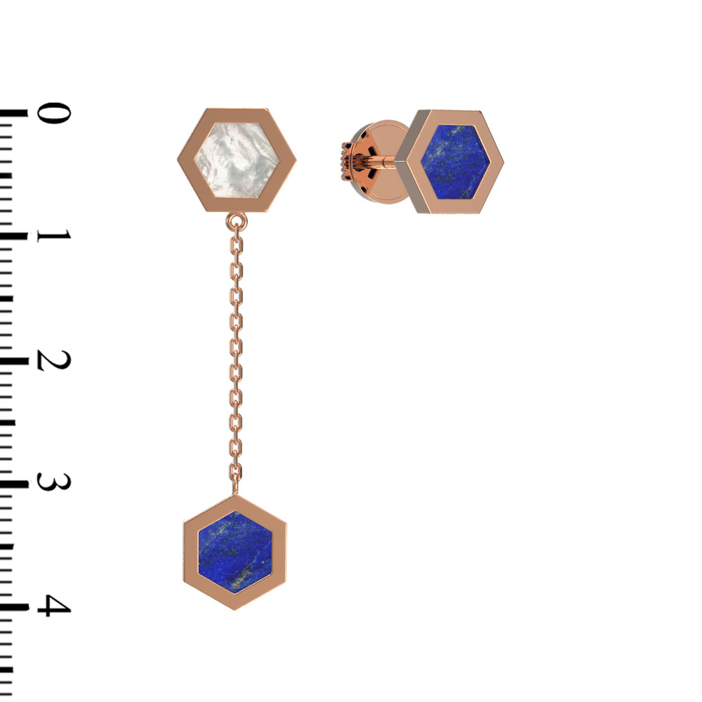 Серьги из золота c лазуритом и перламутром