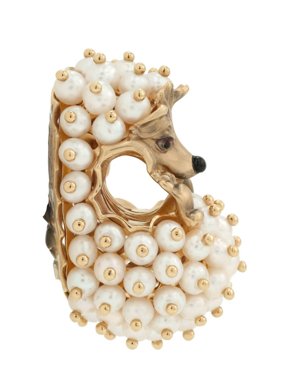 Подвеска из золота c эмалью и жемчугом