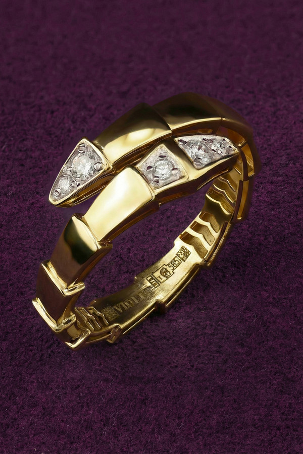 Кольцо из лимонного золота c бриллиантами