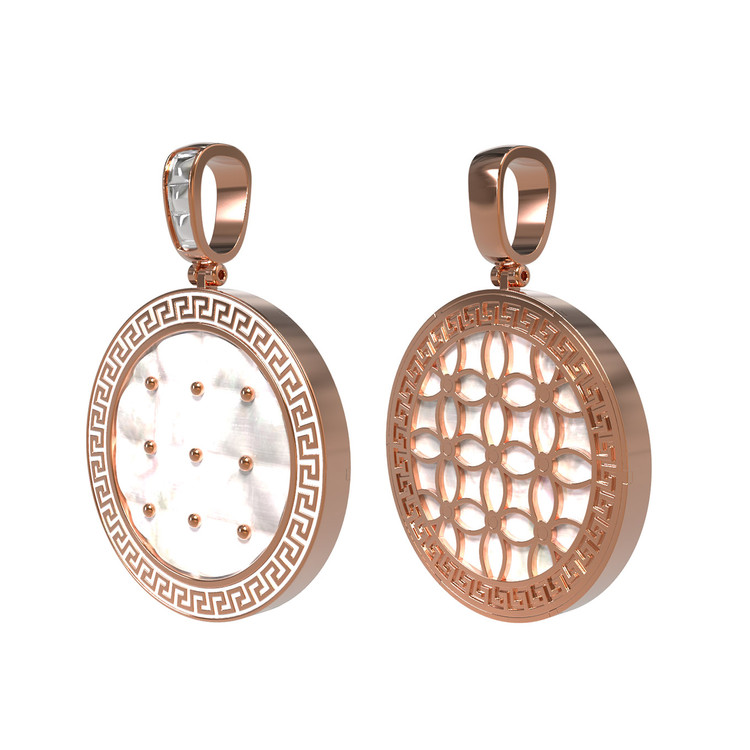 Подвеска из золота c эмалью и перламутром