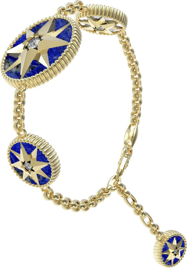 Браслет из лимонного золота c фианитом, лазуритом и перламутром