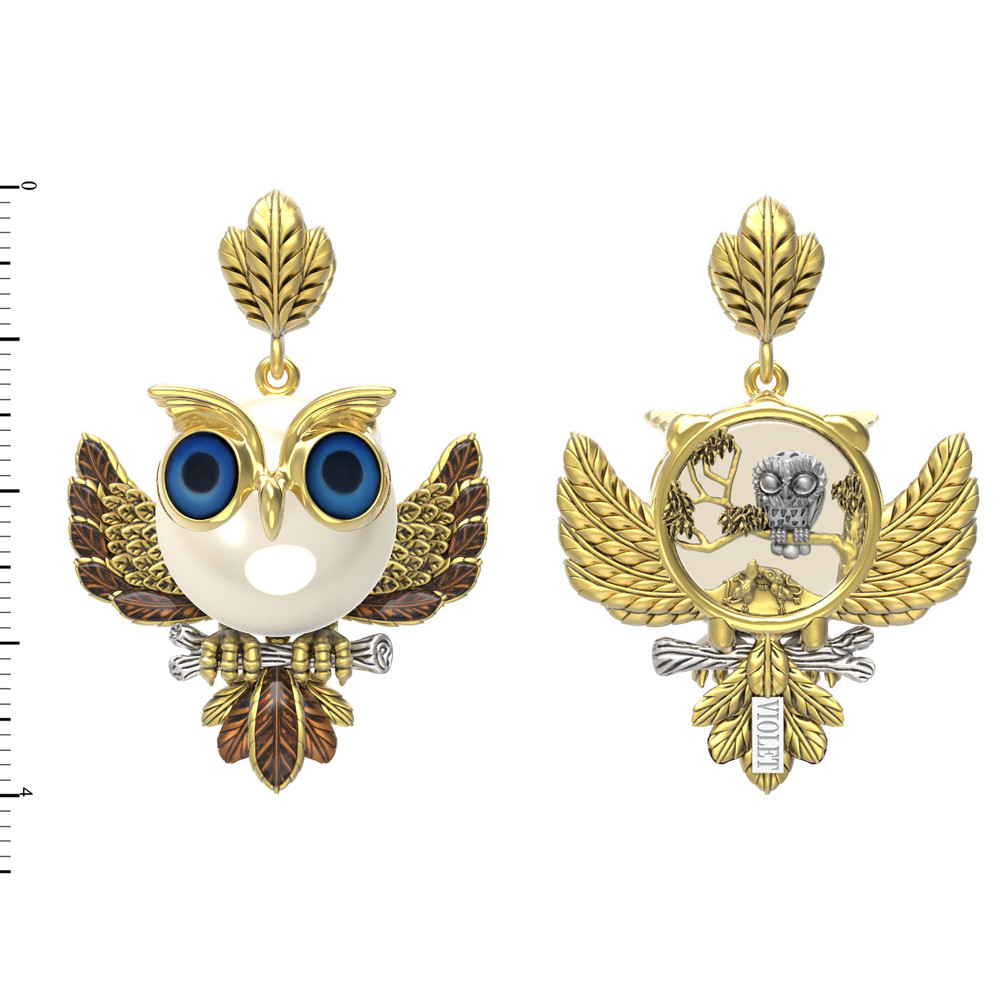 Подвеска из лимонного золота c эмалью и жемчугом