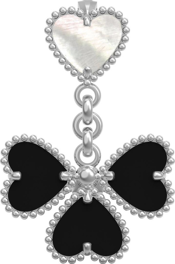 Подвеска из белого золота c ониксом и перламутром