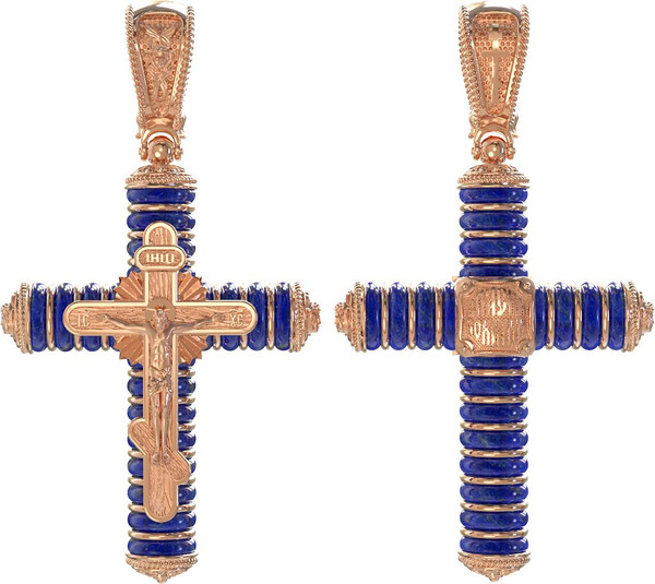 Крест из золота c лазуритом