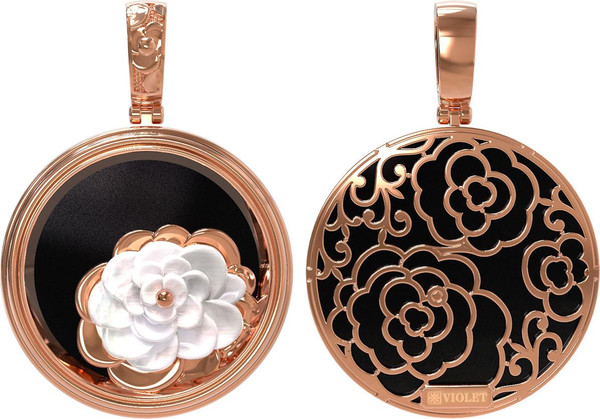 Подвеска из золота c ониксом и перламутром