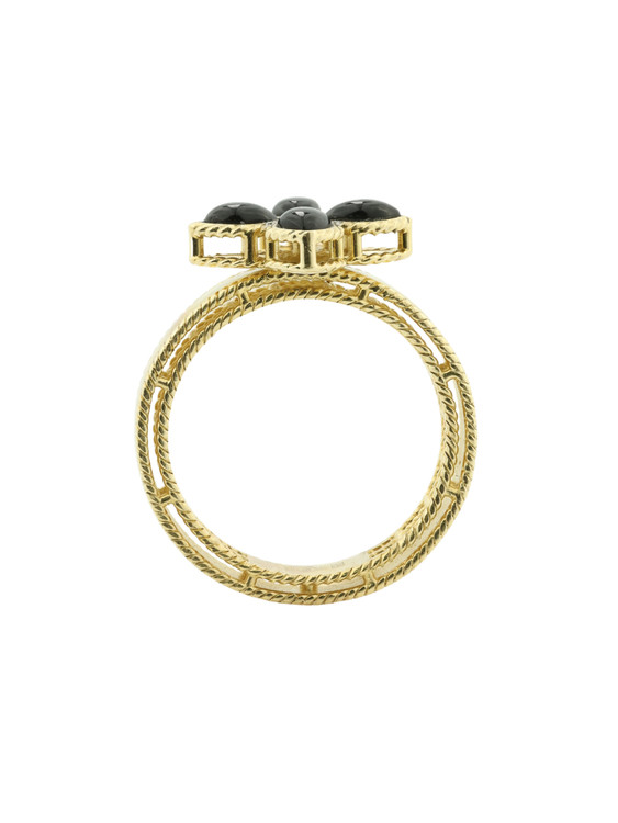 Кольцо из лимонного золота c бриллиантами и ониксом
