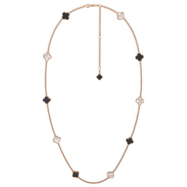 Колье из золота c ониксом и перламутром