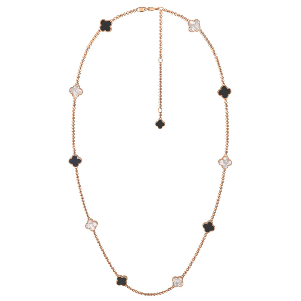 Колье из золота c ониксом и перламутром