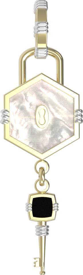 Подвеска из лимонного золота c ониксом и перламутром