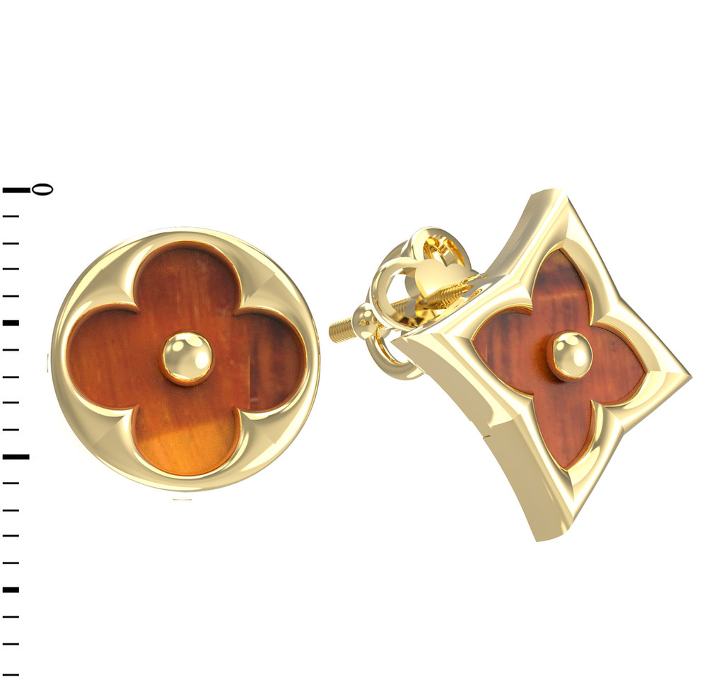 Серьги из лимонного золота c тигровым глазом