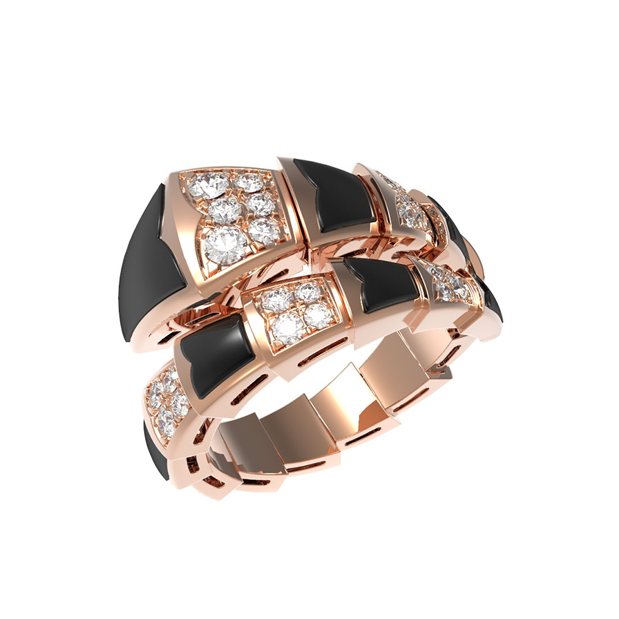 Кольцо из золота c бриллиантами и ониксом