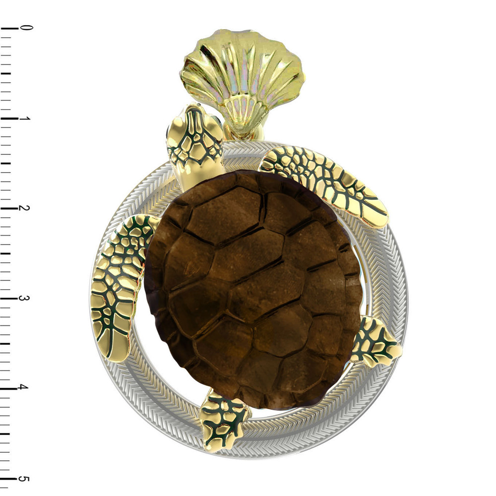 Подвеска из лимонного золота c эмалью и железным деревом