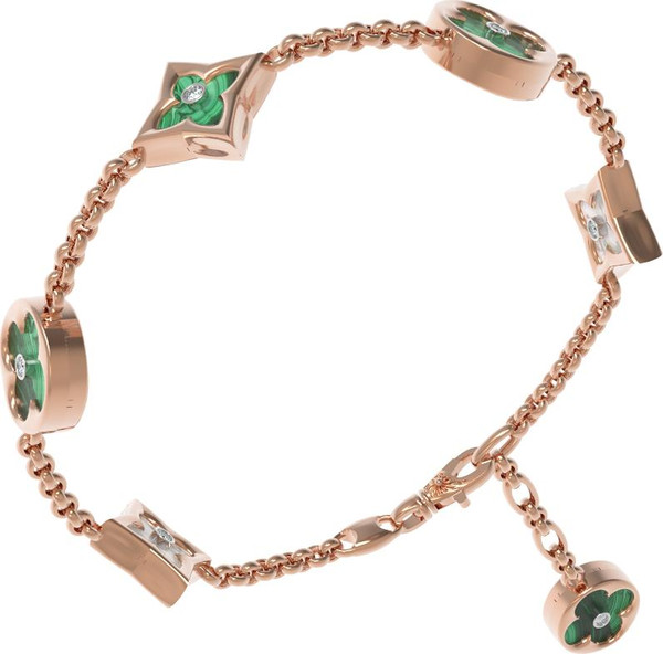 Браслет из золота c бриллиантами, малахитом и перламутром