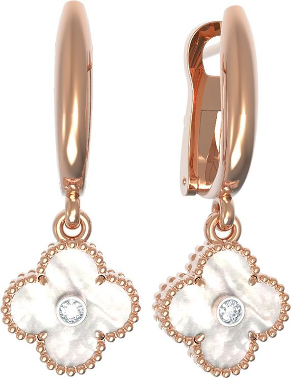 Серьги из золота c бриллиантами и перламутром