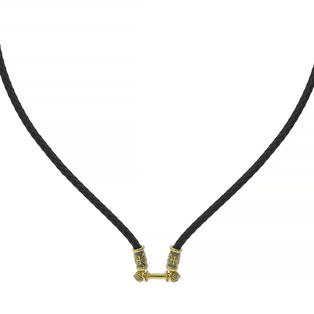 Гайтан из лимонного золота c кожаным шнурком