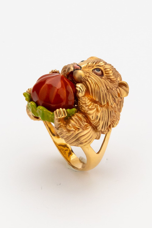 Кольцо из золота c эмалью