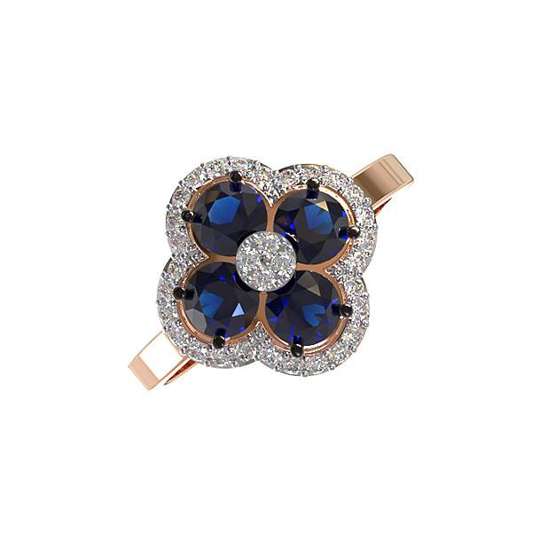 Кольцо из золота c бриллиантами и сапфиром