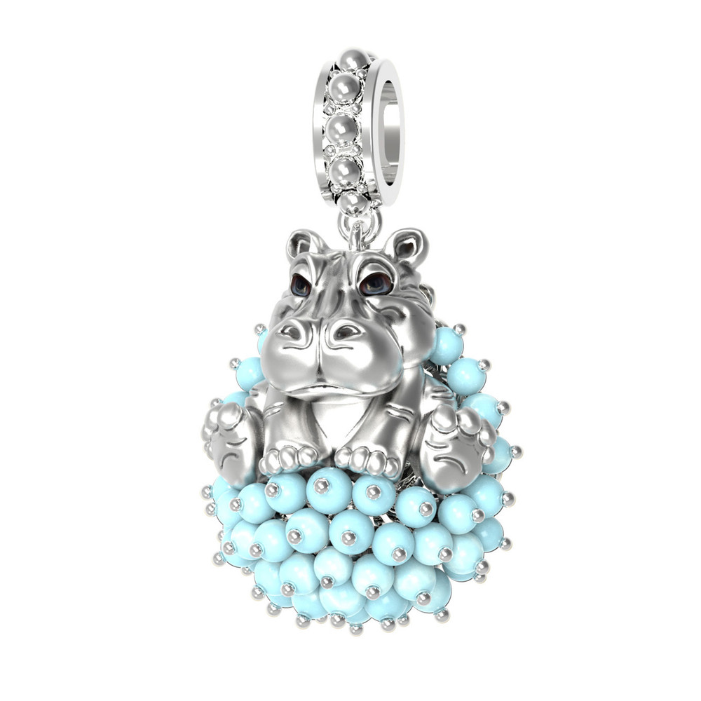 Подвеска из белого золота c эмалью и бирюзой