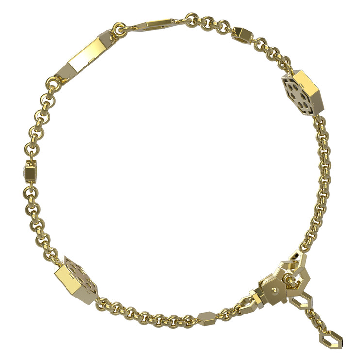 Браслет из лимонного золота c бриллиантами, ониксом и перламутром