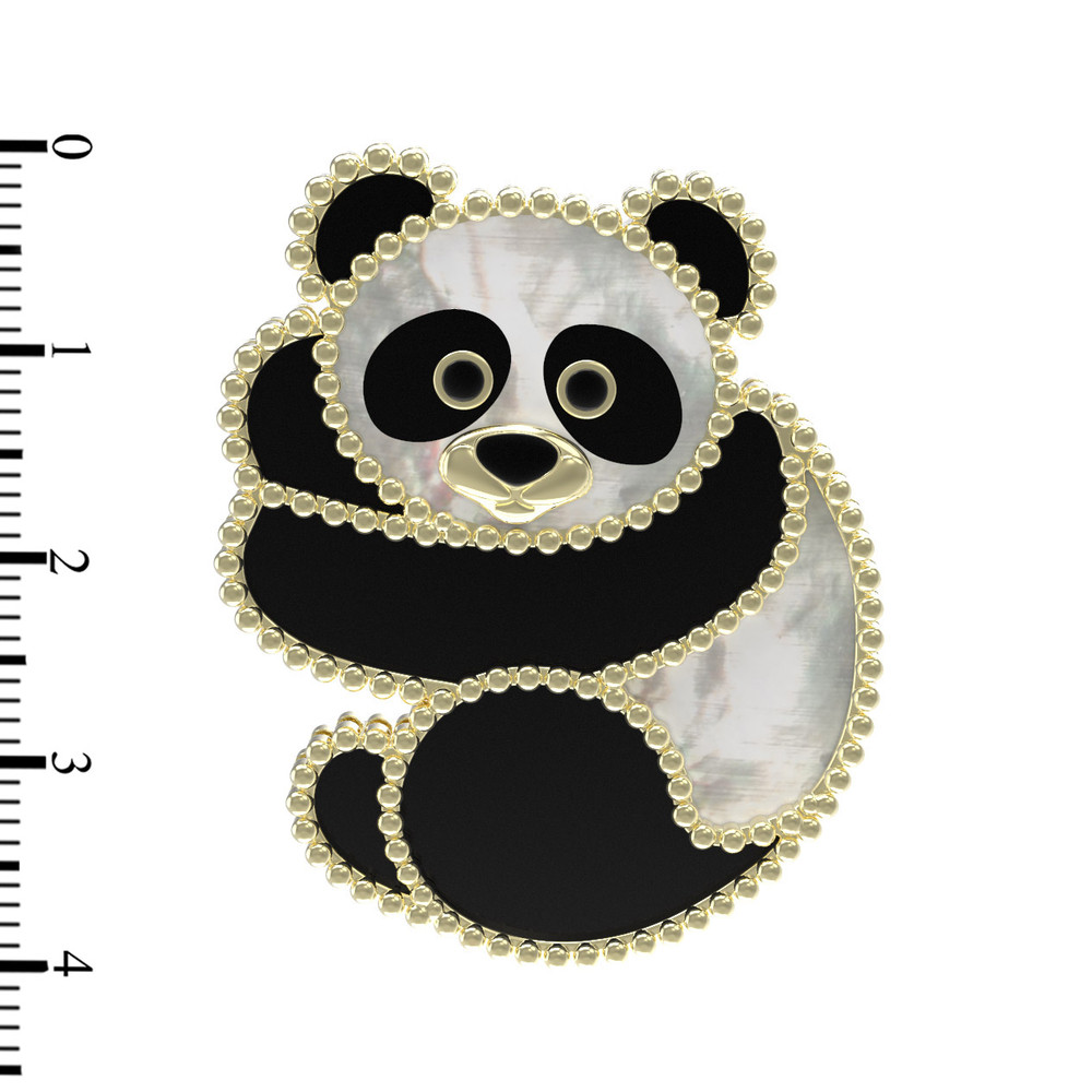 Брошь из лимонного золота c эмалью, ониксом и перламутром