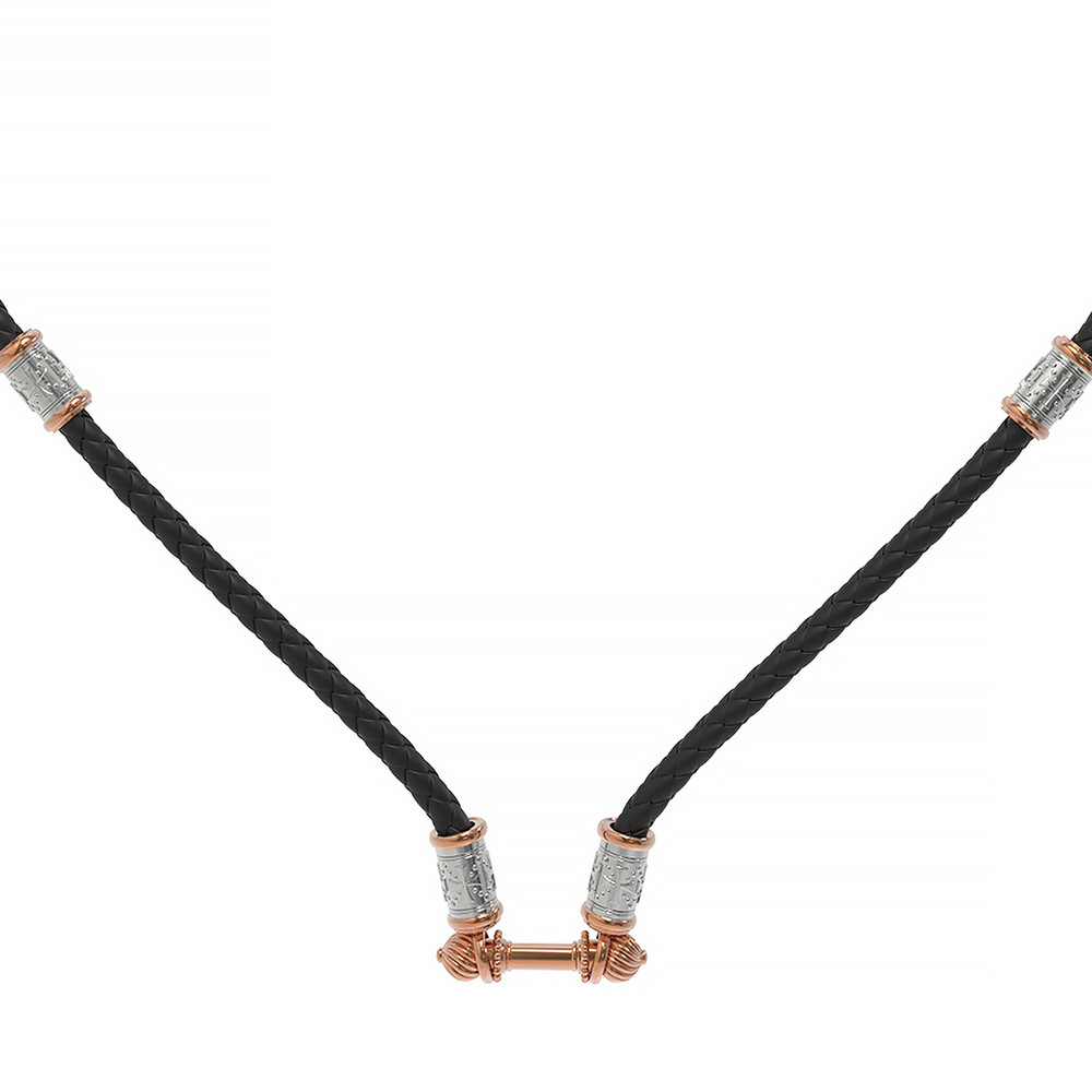 Гайтан из золота c кожаным шнурком