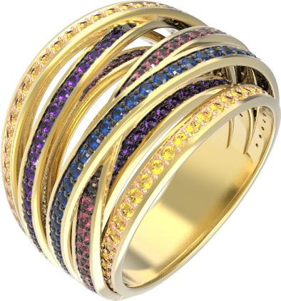 Кольцо из лимонного золота c фианитом