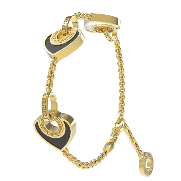 Браслет из лимонного золота c ониксом и перламутром