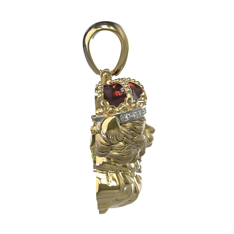Подвеска из лимонного золота c эмалью, бриллиантами и рубином