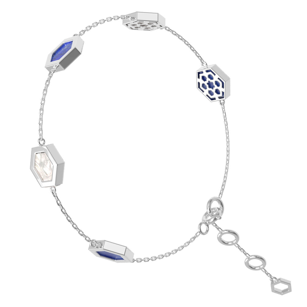 Браслет из белого золота c лазуритом и перламутром