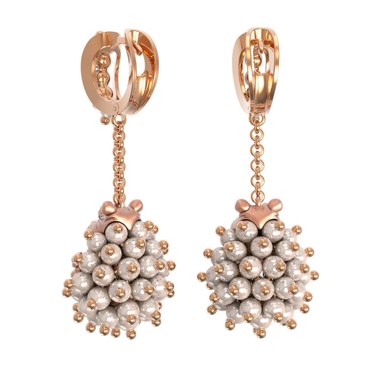 Серьги из золота c эмалью и жемчугом